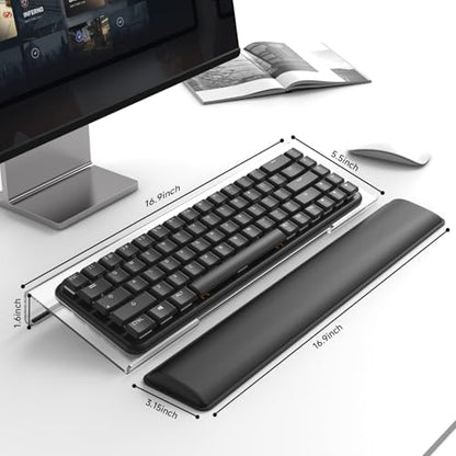 Computer Keyboard Stand and Wrist Rest Set，Keyboard Holder with Wrist Pad, Computer Wrist Support Pad, Keyboard Riser Holder with Wrist Pad for Office Home (Clear) - color: Clear