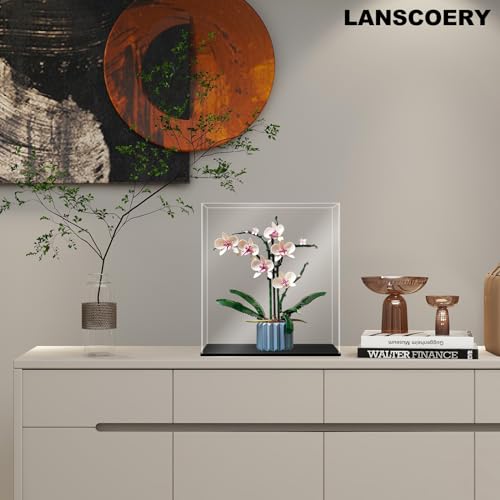 LANSCOERY Acrylic Display Case, 9 x 9 x 9 in Clear Display Box with 2mm Panels, Black Base for Building Block Models and Figurines - color: Black, size: 9x9x9inch; 23x23x23cm