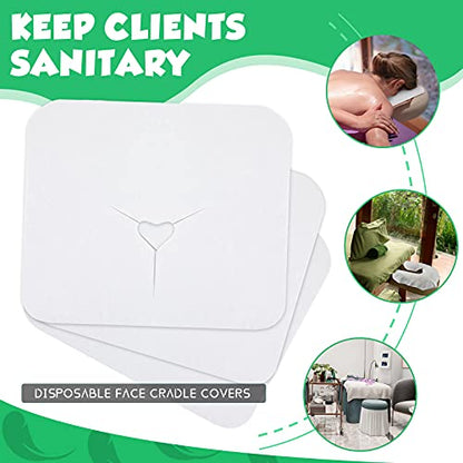 200 Pieces Disposable Face Cradle Covers Massage Headrest Covers for Massage Tables and Massage Chairs Beauty Spa Salon Bed, 11.8 x 15.7 Inches (White) - color: White