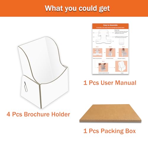 4 Pcs Cardboard Brochure Holder 4 Inches Brochure Display Stand Countertop Organizer for Pamphlet, Flyer, Booklet, Menu