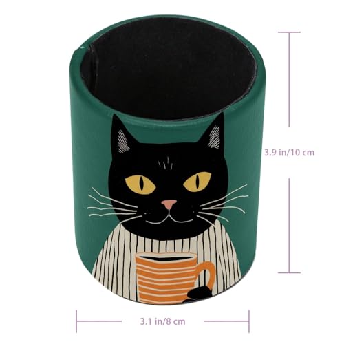 Funny Cat Pen Holder Pencil Organizer for Desk, 3.1” x 3.1” x 3.9” Pencil Cup Office Supplies, Large Capacity Cute Pen and Makeup Brush Holder for Desktop, Home, School - color: Funny Cat