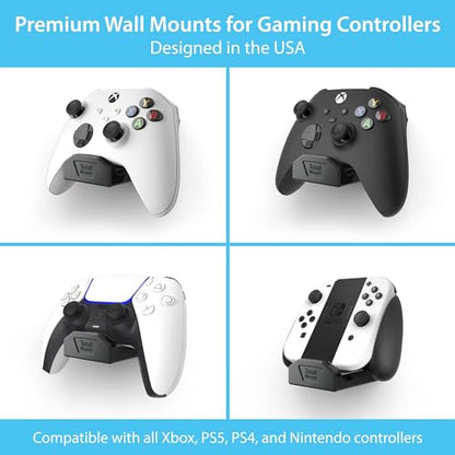 TotalMount Controller Wall Stand (1 Pack) with Non-Slip Pad & Removable Adhesive for Xbox, PS5, PS4, and Nintendo – This Premium Holder Won’t Damage Your Wall with Screws or Permanent Adhesive - color: Premium Black – One Pack