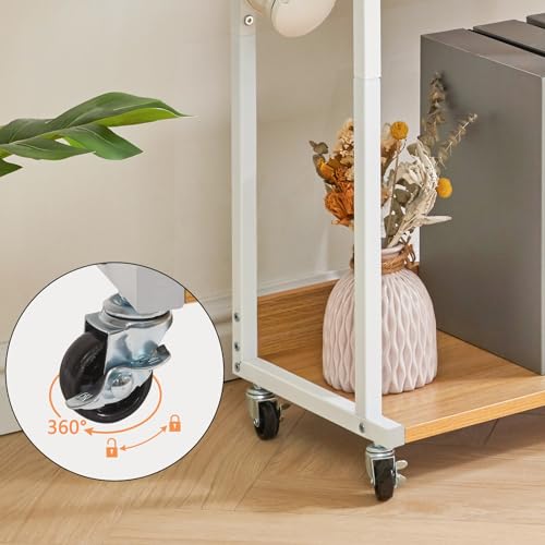 YMYNY Mobile Printer Stand, 3-Tier Printer Cart with Adjustable Storage Shelf and 6 S-Hooks, Tall Printer Table for Home Office, for Computer Tower Stand, Shredder, CPU Stand, Natural, UHPT002N - color: Natural-3 Tiers