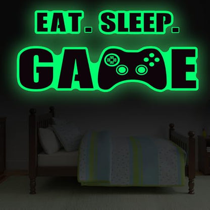 Eat Sleep Game Wall Decal Gamer Boy Wall Stickers Video Game Decor Gaming Controller Decals for Boys Room Kids Bedroom Home Playroom Decor(23.6 x 10 Inch,Classic Style)