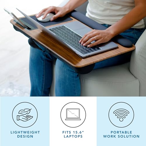 LAPGEAR Home Office Pro Lap Desk with Wrist Rest, Mouse Pad, and Phone Holder - Espresso Woodgrain - Fits up to 15.6 Inch Laptops - Style No. 91612 - color: Espresso Woodgrain, size: Home Office Pro W/Wrist Rest