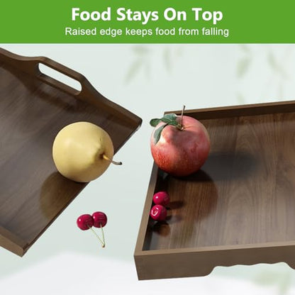Artmalle Bed Tray Table Folding Legs with Handles Groove Breakfast Food Tray for Sofa, Bed, Eating, Drawing, Platters Serving Lap Desk Snack Trays (Brown Large) - size: Large (12.3" x 16.9" x 1.6") x 1 Pack