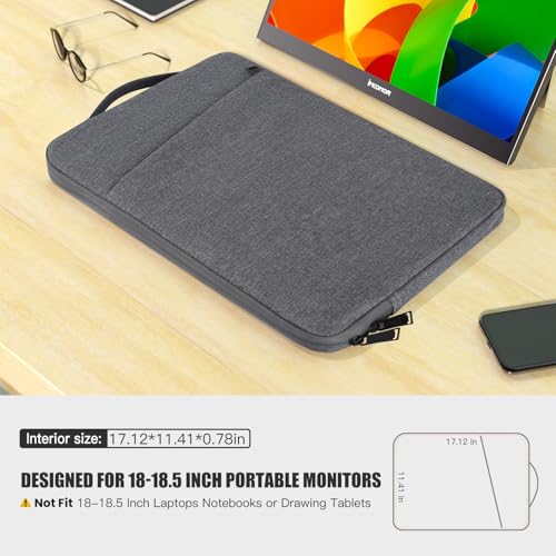 18.5 Inch Portable Monitor Case Protective Sleeve for InnoView VisionOwl Upperizon Usparkle Ingnok aimuonos Ingnok Motyeowe Cocopar EVICIV HONGO, 18-18.5" Portable Monitor Carrying Case Bag, Gray - color: Space Gray, size: 18.5 Inch