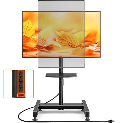 TVON Floor TV Stand with Power Outlet for 13-50 inch TVs up to 55 lbs, Height Adjustable TV Mount Stand with Tilt and Rotat, Max VESA 200x200mm - size: 13-50 inch TVs, 55 lbs capacity