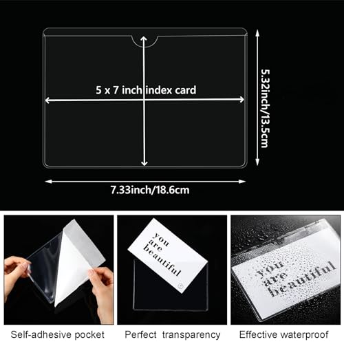 Chinco 30 Pcs Self Adhesive Pockets, Bin Labels for Storage Bins, Clear Pocket Label Sleeves, Plastic Index Card Holder with Top Open for Organizing Bins Box Drawer(5 x 7 Inch) - size: 5 x 7 Inches