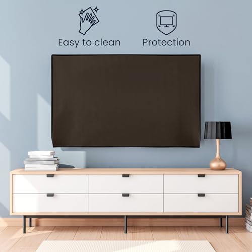 kwmobile Indoor 55" TV Cover – Television Dust Cover Screen Protector – TV Screen Dust Protection – Synthetic Fabric Chocolate - color: Chocolate, size: 55" TV