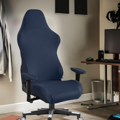 Stretch Gaming Chair Cover, Soft and Comfortable, Dust Protection, Modern Design, for Office Computer Racing Seat(Dark Blue) - color: Dark Blue