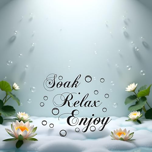 Soak Relax Enjoy Bathroom Wall Decals,Art Quote Stickers for Bathroom, Bedroom and Living Room,Inspirational Home Decor, Murals and Room Decor (17.7x11.4 Inch)