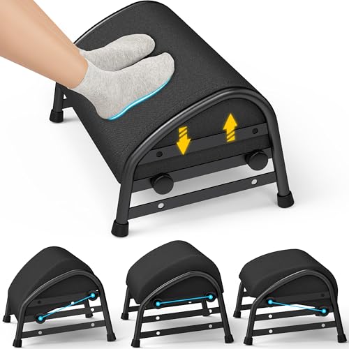 YEASHEIN Adjustable Foot Rest for Under Desk at Work, Ergonomic Foot Stools with 7 Positions, Elevated Cushion Under Desk Footrest with Metal Frame, Leg Rest Used for Home, Car, PC Gaming Accessories - color: Black