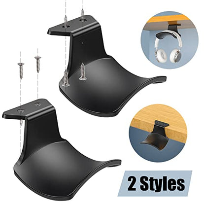 2-Pack Never Fall Headphone Hooks Hanger Wall Mount, Headset Holder Stand for Universal Gaming Headset Airpods Max Sony Bose Beats, Strong Adhesive by Screws - color: Black Z(2 Pack)
