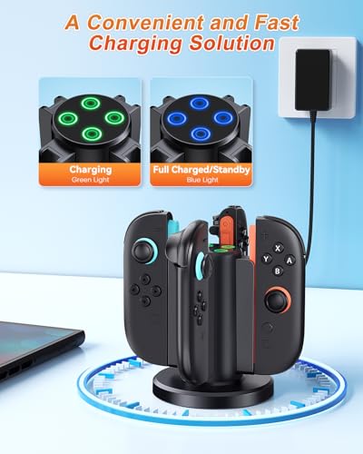 FYOUNG Charging Station for Nintendo Switch 2 Controller(2025), Charger Dock for Joycon 2 with Charging Indicator, Compact Vertical Charge 4 Controller Stand for Switch 2 Accessories