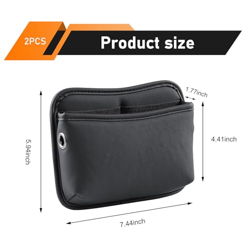 2 PCS Car Seat Side Pocket Organizer, PU Leather Mini Storage Pocket for Car Seats, Doors, Consoles, Dashboard, Vehicle Gap Filler Organizer for Phone, Keys, Sunglass, Wallet (Black)