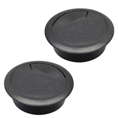 Desk Grommet 2" (50 mm), Desk Cord Hole Cover, Cable Grommet ABS Plastic, Desk Hole Grommet for Office and Home Table Cable, Detachable Adjustable Cable Cord Organizer (Black 2 Pcs) - size: 2" (50 mm), style: 2 pcs Black