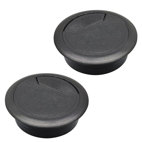 Desk Grommet 2" (50 mm), Desk Cord Hole Cover, Cable Grommet ABS Plastic, Desk Hole Grommet for Office and Home Table Cable, Detachable Adjustable Cable Cord Organizer (Black 2 Pcs) - size: 2" (50 mm), style: 2 pcs Black