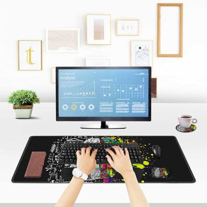 ToLuLu Extended Gaming Mouse Pad, Memory Foam Ergonomic Keyboard Mouse Wrist Rest Support Set, Large Desk Mat with Stitched Edges, Non-Slip Base Mousepad for Home Office Game, Left & Right Brain - color: Left & Right Brain