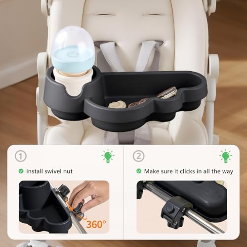 Li & Zhao Universal Stroller Snack Tray Attachment - Universal Snack Tray for Cloud Cup Holder Tray Plastic Accessories for Baby,Toddler(Beige) - color: A-Black