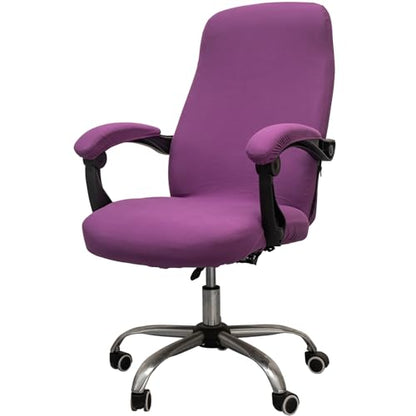 Melaluxe Office Chair Cover with Arm Covers - Universal Stretch Desk Chair Cover, Computer Chair Slipcovers (Size: L) - Purple - color: Dark Purple, size: Large with Arm Cover