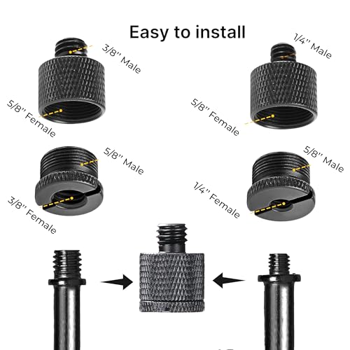 IXTECH Mic Stand Adapter Set 8 pieces Metal Microphone Stand Screw Thread Adapter 5/8 Female to 3/8 Male 3/8 Female to 5/8 Male 5/8 Female to 1/4 Male 1/4 Female to 5/8 Male Tripod Adapter - color: 7 ADAPTER