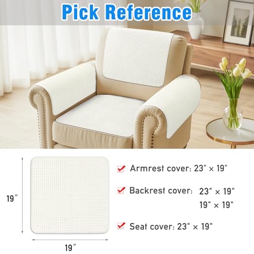 Couch Arm Covers, Sofa Arm Covers, Waterproof Armrest Cover for Sofa, Armchair, Loveseat, Headrest Cover, Non-Slip Recliner Arm Cover, Arm Chair Covers Set of 2 (Cream, 19"×19") - color: Cream, size: 19" x 19" - 2 pcs