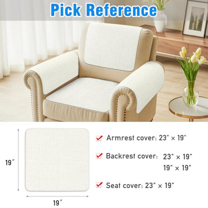 Couch Arm Covers, Sofa Arm Covers, Waterproof Armrest Cover for Sofa, Armchair, Loveseat, Headrest Cover, Non-Slip Recliner Arm Cover, Arm Chair Covers Set of 2 (Cream, 19"×19") - color: Cream, size: 19" x 19" - 2 pcs
