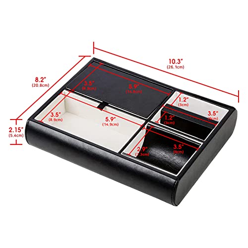 Valet Tray,Nightstand Desk or Dresser Organizer, Catch-All for Keys, Phone, Wallet, Coin, Jewelry, and More (Black / 10.34 x 2.15 x 8.19 inches) JackCubeDesign - :MK158