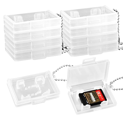 ASTONEY 10PCS Mini Game Card Cases with Keychain Compatible with Nintendo Switch 2 / Switch OLED / Switch / Switch Lite – Holds One Game Card and One Micro SD – Clear Portable Travel Storage Box - color: White