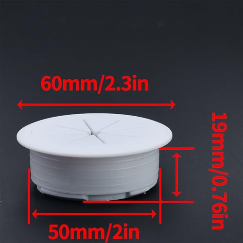 Surf turtle 5 Pack 2 Inch White Desk Grommet, Flexible Desk Hole Cover for Cable Cord Wire Management - color: White-M, size: 50mm