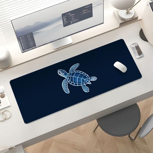 Mousepad Desk Mat Gaming Large Keyboard Cute Office Desktop Computer Laptop XXL Long Big Kawaii Aesthetic Girly Pretty Design Women Girl Gamer Oversized Wide 30x12'' Mousepad, Blue Turtle - color: Blue Turtle