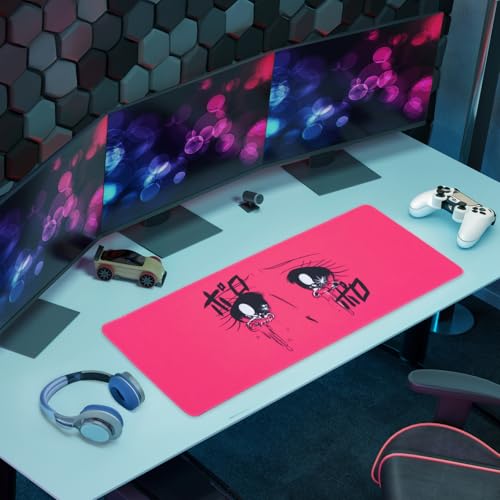 BELLEMOND Japanese Art Desk Mat | Large 31.5x11.8in Anime Mouse Pad for Keyboard & Mouse | Non-Slip Base, Water-Repellent | Original Japanese Design | Crying Girl - Tears of Pink Emotion - color: Crying Girl - Tears of Pink Emotion