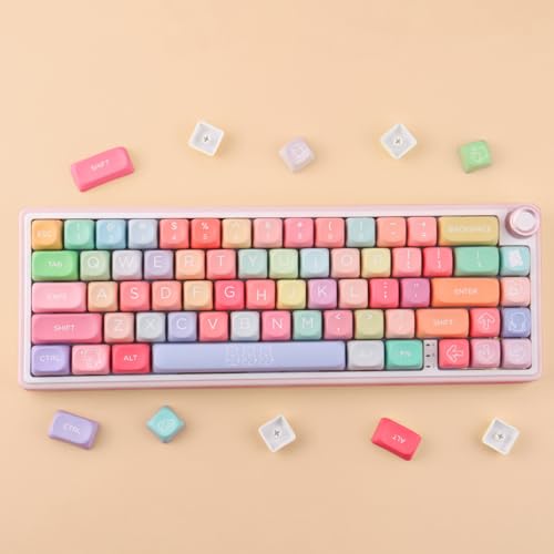 Tsungup PBT MOA Keycaps126 Keys Cute Gummy Bear Rainbow Candy Custom Keycaps 100 Percent Keyboard,Dye Sublimation Keycap Keyboard Keycap Set for MX Switches Mechanical Keyboard(only keycap) - color: Rainbow Candy