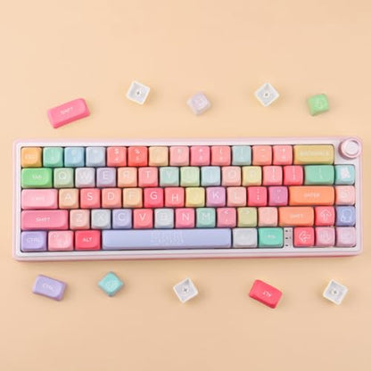 Tsungup PBT MOA Keycaps126 Keys Cute Gummy Bear Rainbow Candy Custom Keycaps 100 Percent Keyboard,Dye Sublimation Keycap Keyboard Keycap Set for MX Switches Mechanical Keyboard(only keycap) - color: Rainbow Candy