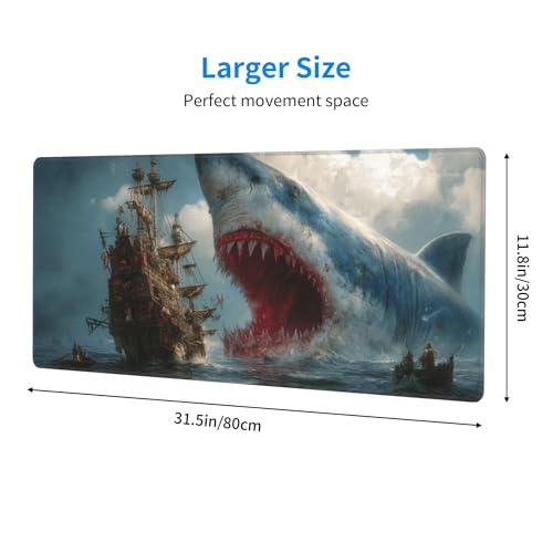 Fish Mouse Pad Extended Large Gaming Mouse Pad XL Stitched Edges for Gamer Home Office 31.5 X 11.8 Inch - color: Fish