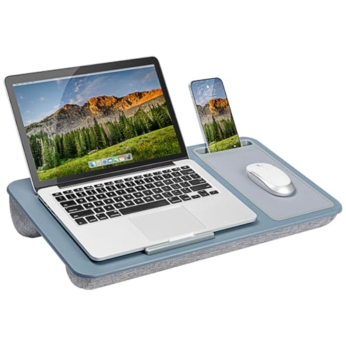 LAPGEAR Home Office Lap Desk with Device Ledge, Mouse Pad, and Phone Holder - Slate Blue - Fits up to 15.6 Inch Laptops - Style No. 91523 - color: Slate Blue, size: Home Office W/Device Ledge