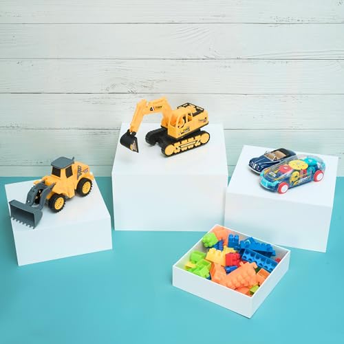 10” Large Buffet Risers with Mini Signs, Table Risers, Buffet Risers and Stands, Acrylic Cube Display Box Riser for Catering Party Buffet Table Food Display, Dessert, Cakes - White, Set of 4 Boxes - color: 10 inches-4 Pack