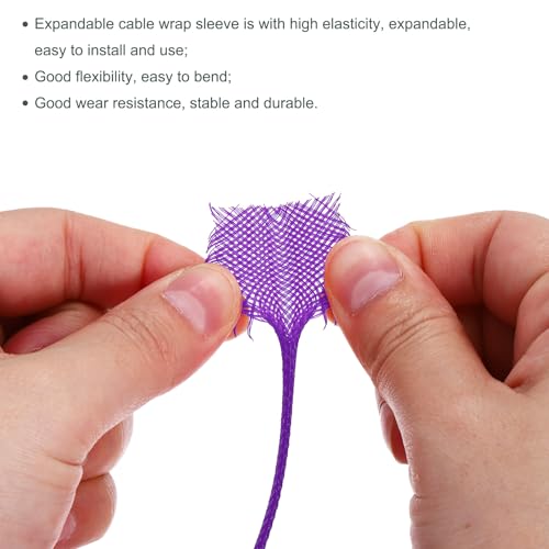uxcell Expandable Sleeving, 1/4-inch 100ft Cable Sleeve, Purple - color: Purple, size: 1/4" x 100 Ft