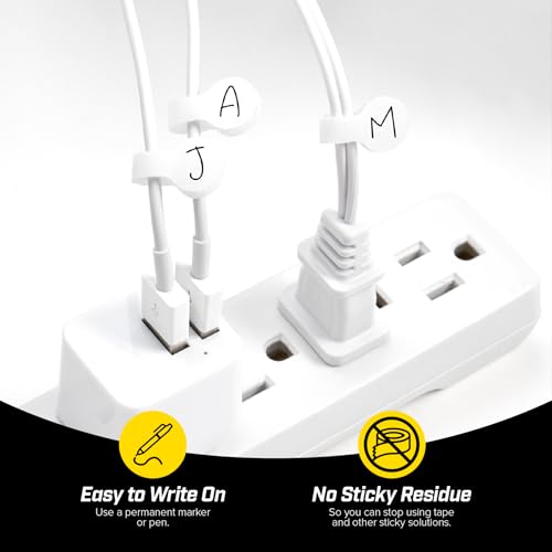 Wrap-It Storage Cable Labels, Mini, White (60 Pack) - Cord and Wire Tags for Cable Management and Organizer for Electronics, Computers and More - color: White, size: Mini