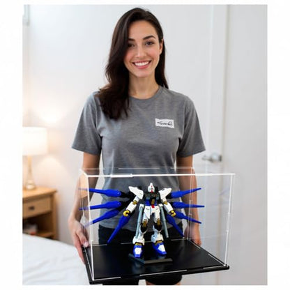 Clear Acrylic Display Case, 12x12x12 inch (30x30x30cm) | Assemble Cube Display Box, Black Base, Dustproof Protection, For Collectibles Memorabilia Figurines - size: 12 x 12 x 12 inches