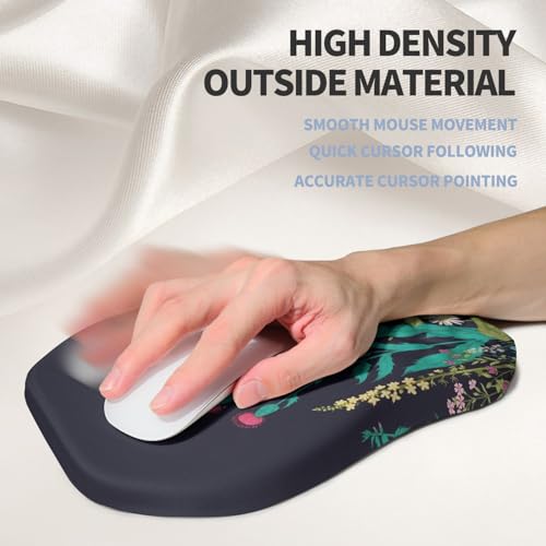 Ergonomic Raised Mouse Pad Wrist Support with Bilateral Slope Memory Foam Mousepad for Wrist Rest and Carpal Tunnel Pain Relief 11.8x7.9〃Midnight Flowers - color: Midnight Flowers