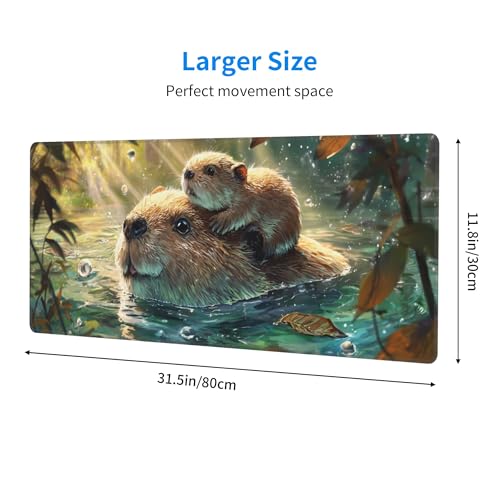 Otter Mouse Pad Extended Large Gaming Mouse Pad XL Stitched Edges for Gamer Home Office 31.5 X 11.8 Inch - color: Otter