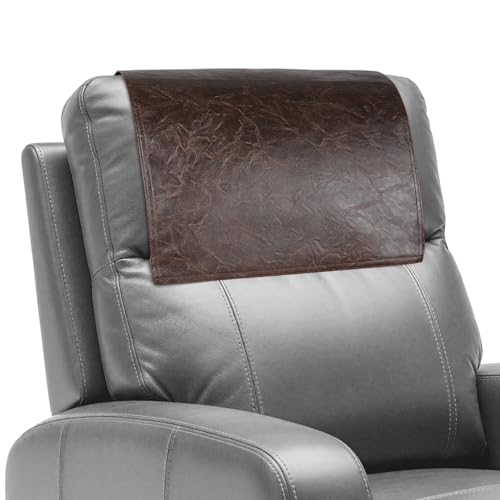 Recliner Headrest Protector,Non Slip Waterproof Headrest Cover,Leather Recliner Headrest Cover for Sofa,Furniture,Living Room,Office Chair (Chocolate Brown) - color: Chocolate Brown, size: Hook & Loop