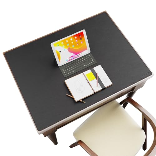 ZORESYN Leather Desk Mat 31.5 x 23.6 Inch (Black) - Extended Widen Mouse Pad, Waterproof Faux Leather Desk Pad with Non-Slip Base for Office & Home - color: Black, size: 31.5L x 23.6W inches