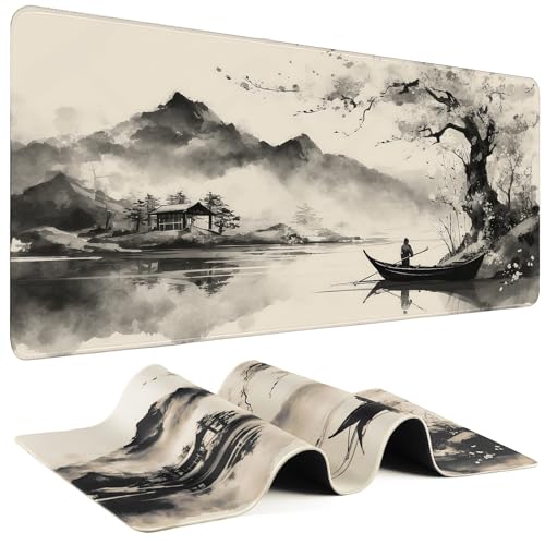 Gaming Mouse Pad - (31.5"×11.8") Japanese Painting Large Mouse Pads for Desk - Desk Mat for Keyboard and Mouse with Non-Slip Base, Desks Pad Matfor Game/Office & Home - color: Japanese Painting-5, size: 31.5L x 11.8W inches