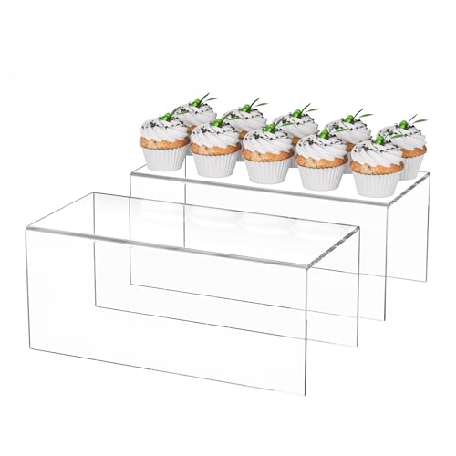 Sezanrpt Acrylic Shelf Riser 12x5.5x5 pack of 2, Countertop Acrylic Display Storage Organizer for Funko Pop Figure, Cosmetics, Bags, Shoes, Toys, Collectibles, 12x5.5x5 Inch - color: Clear, size: 12x5.5x5 Inch