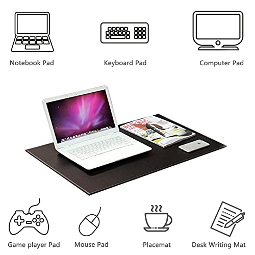 KINGFOM Desk Pad & Mat 24" x 18" Protector Large Mouse Pad PU Leather for Desktops and Laptops (Black) - color: Black-a110