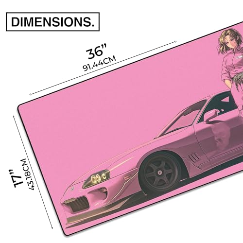 MPCO. Original Large Gaming Desk Mat – 36" x 17" Duraglyde Manga Motors Shinobu-s-Supra Full Desk Mouse Pad for Smooth Precision – Non-Slip, Washable Extra-Large PC Mouse Pad for Gaming Sessions - color: DuraGlyde Shinobu-s-Supra