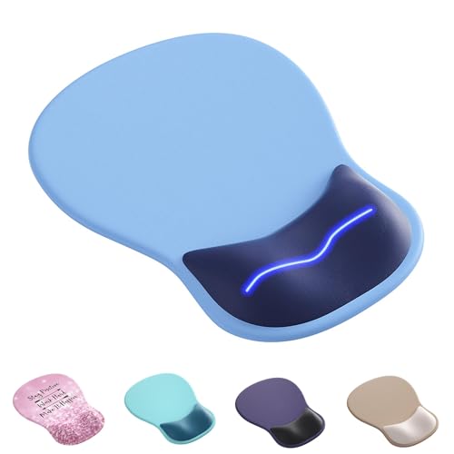 Ergonomic Mouse Pad with Wrist Rest,Cute Gel Mousepad Wrist Support - Small Mini Portable for Travel Mouse Pads for Desk Laptop,Computer,Office & Home Decor-(Blue&Navy Blue) - color: U-Blue&Navy Blue